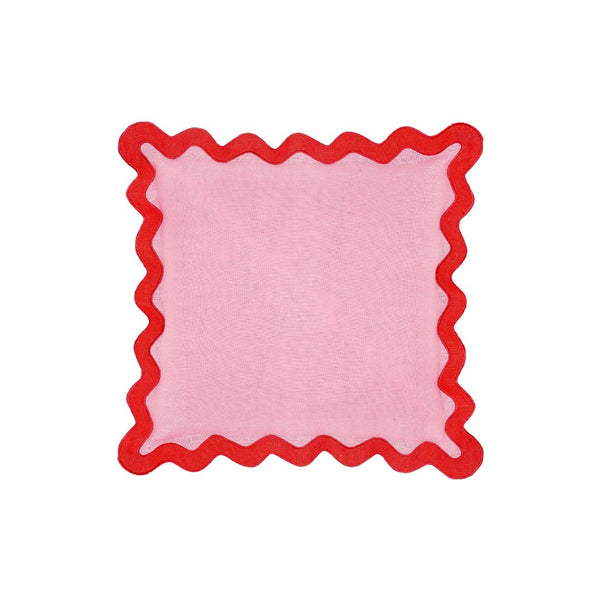 TOV Furniture Scalloped Edge 24" Square Throw Pillow Cover - Luxurious Two-Tone Design for a Whimsical Accent Pink / With Insert TOV-C18606