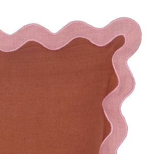 TOV Furniture Scalloped Edge 24" Square Throw Pillow Cover - Luxurious Two-Tone Design for a Whimsical Accent Terracotta / With Insert TOV-C18607