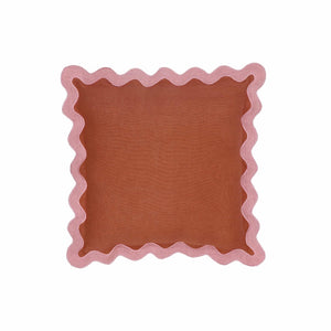 TOV Furniture Scalloped Edge 24" Square Throw Pillow Cover - Luxurious Two-Tone Design for a Whimsical Accent Terracotta / With Insert TOV-C18607