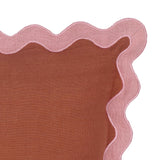 Scalloped Edge Pink and Terracotta Linen Throw Pillow TOV-C18607 TOV Furniture