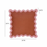 Scalloped Edge Pink and Terracotta Linen Throw Pillow TOV-C18607 TOV Furniture