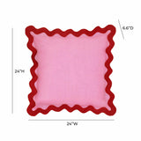 Scalloped Edge Red and Pink Linen Throw Pillow TOV-C18608 TOV Furniture