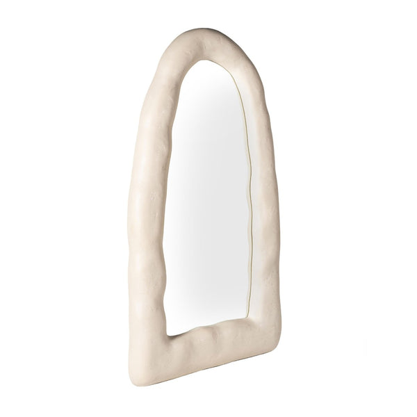 TOV Furniture Kaia Cream Textured 32"x64" Floor Mirror - Sculptural Design for Modern and Bohemian Interiors TOV-C18647