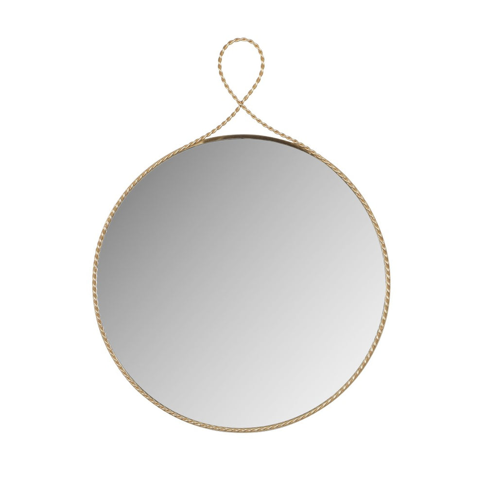 TOV Furniture Ravina 24"x31" Braided Brass Round Wall Mirror – Handcrafted Elegance for Entryways & Bedrooms TOV-C18654