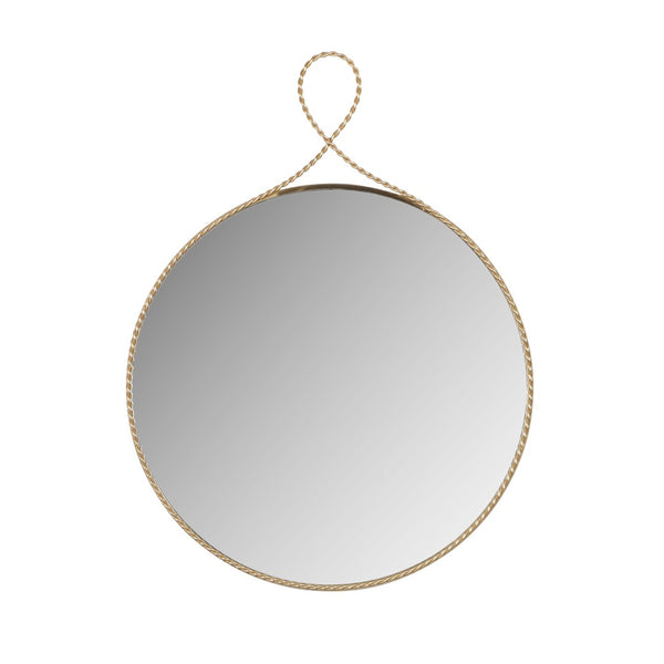 TOV Furniture Ravina 24"x31" Braided Brass Round Wall Mirror – Handcrafted Elegance for Entryways & Bedrooms TOV-C18654