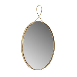 TOV Furniture Ravina 24"x31" Braided Brass Round Wall Mirror – Handcrafted Elegance for Entryways & Bedrooms TOV-C18654