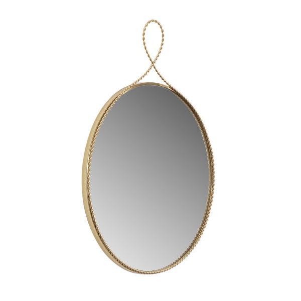 TOV Furniture Ravina 24"x31" Braided Brass Round Wall Mirror – Handcrafted Elegance for Entryways & Bedrooms TOV-C18654