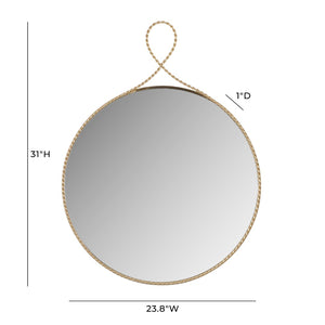 TOV Furniture Ravina 24"x31" Braided Brass Round Wall Mirror – Handcrafted Elegance for Entryways & Bedrooms TOV-C18654
