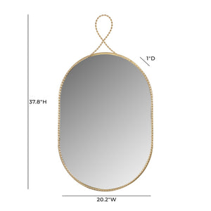 TOV Furniture Ravina 20"X38" Handcrafted Brass Oval Wall Mirror - Elegant Design for Entryways, Bedrooms & More TOV-C18655