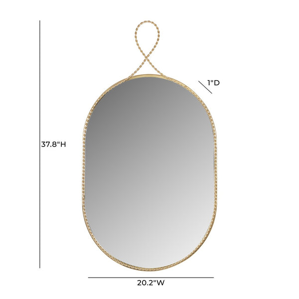 TOV Furniture Ravina 20"X38" Handcrafted Brass Oval Wall Mirror - Elegant Design for Entryways, Bedrooms & More TOV-C18655