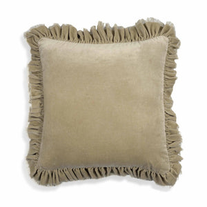TOV Furniture Alessia 20.5" Distressed Velvet Square Throw Pillow - Luxurious Artisan Accent for Stylish Comfort Beige TOV-C18689