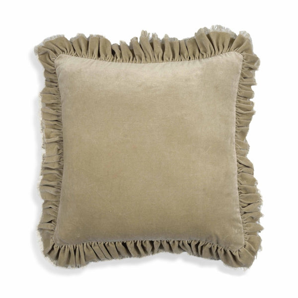 TOV Furniture Alessia 20.5" Distressed Velvet Square Throw Pillow - Luxurious Artisan Accent for Stylish Comfort Beige TOV-C18689
