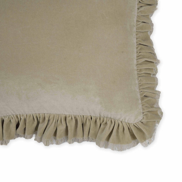TOV Furniture Alessia 20.5" Distressed Velvet Square Throw Pillow - Luxurious Artisan Accent for Stylish Comfort Beige TOV-C18689