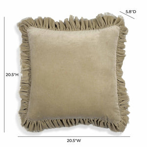TOV Furniture Alessia 20.5" Distressed Velvet Square Throw Pillow - Luxurious Artisan Accent for Stylish Comfort Beige TOV-C18689