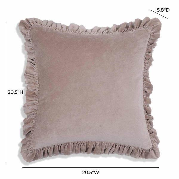 TOV Furniture Alessia 20.5" Distressed Velvet Square Throw Pillow - Luxurious Artisan Accent for Stylish Comfort Pink TOV-C18690