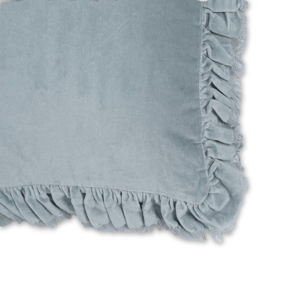 TOV Furniture Alessia 20.5" Distressed Velvet Square Throw Pillow - Luxurious Artisan Accent for Stylish Comfort Blue TOV-C18691