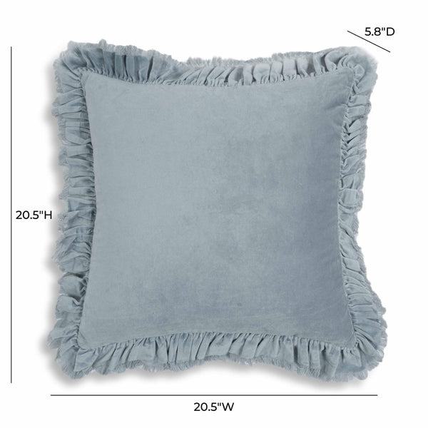 TOV Furniture Alessia 20.5" Distressed Velvet Square Throw Pillow - Luxurious Artisan Accent for Stylish Comfort Blue TOV-C18691