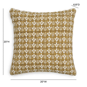 TOV Furniture Harvest Artisan 20" Handcrafted Cotton Throw Pillow Cover - Bold Mustard Yellow Accent for Any Room With Insert TOV-C18692