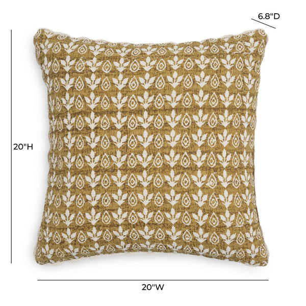 TOV Furniture Harvest Artisan 20" Handcrafted Cotton Throw Pillow Cover - Bold Mustard Yellow Accent for Any Room With Insert TOV-C18692