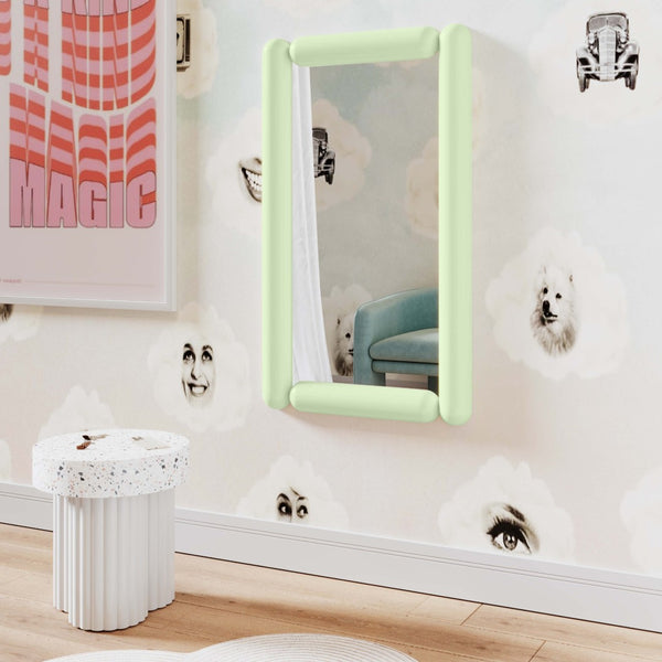 TOV Furniture Cozzi 28"X48" Retro Tubular Wall Mirror - Playful Sculptural Accent for Chic Home Decor Spaces Mint Green TOV-C18694