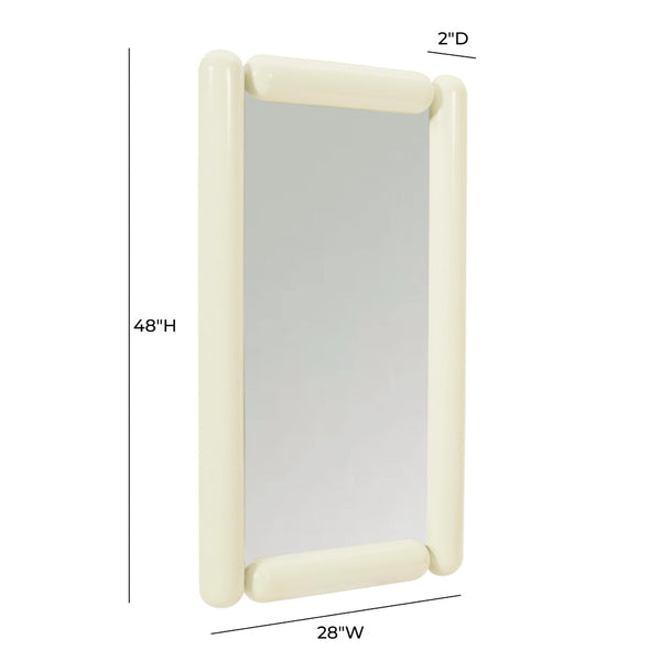 TOV Furniture Cozzi 28"X48" Retro Tubular Wall Mirror - Playful Sculptural Accent for Chic Home Decor Spaces Cream TOV-C18695