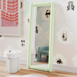 TOV Furniture Cozzi Retro-Inspired 28"x68" Sculptural Balloon Floor Mirror for Stylish Home Décor and Elegance Mint Green TOV-C18698
