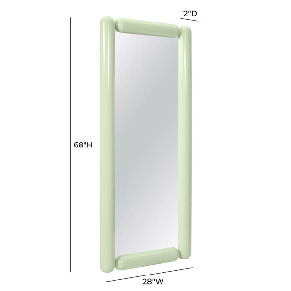 TOV Furniture Cozzi Retro-Inspired 28"x68" Sculptural Balloon Floor Mirror for Stylish Home Décor and Elegance Mint Green TOV-C18698