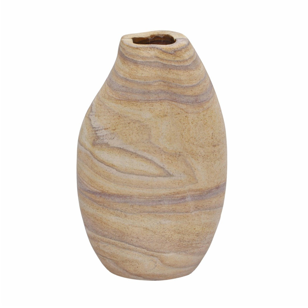 TOV Furniture Saava Sandstone Curved Vase – Handcrafted Natural Stone Décor for Elegant Floral Arrangements & Art TOV-C18703