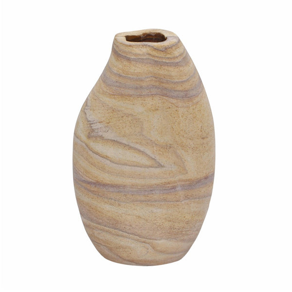 TOV Furniture Saava Sandstone Curved Vase – Handcrafted Natural Stone Décor for Elegant Floral Arrangements & Art TOV-C18703