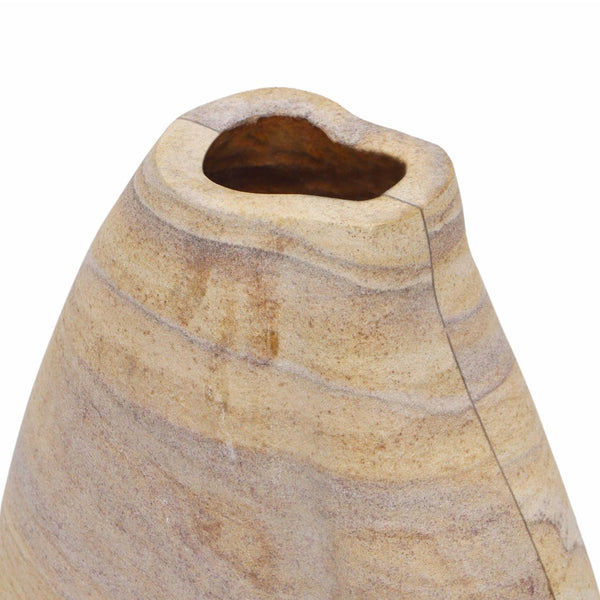 TOV Furniture Saava Sandstone Curved Vase – Handcrafted Natural Stone Décor for Elegant Floral Arrangements & Art TOV-C18703