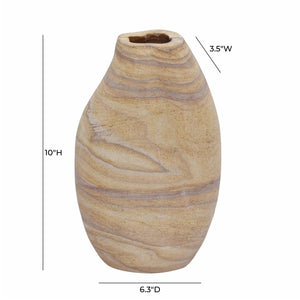 TOV Furniture Saava Sandstone Curved Vase – Handcrafted Natural Stone Décor for Elegant Floral Arrangements & Art TOV-C18703