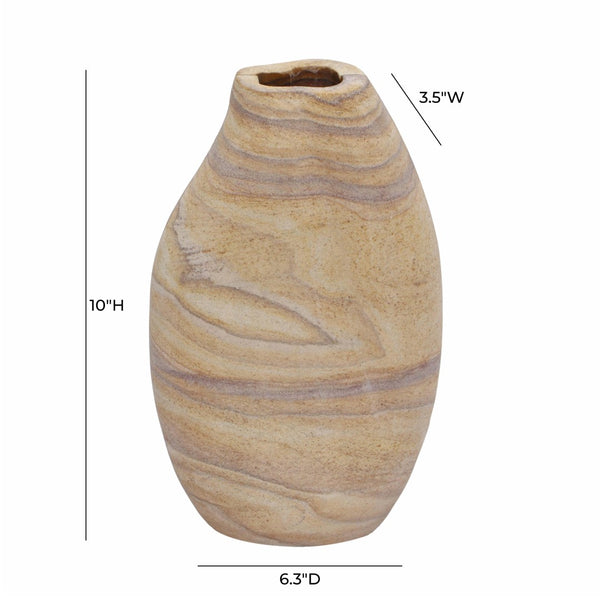 TOV Furniture Saava Sandstone Curved Vase – Handcrafted Natural Stone Décor for Elegant Floral Arrangements & Art TOV-C18703