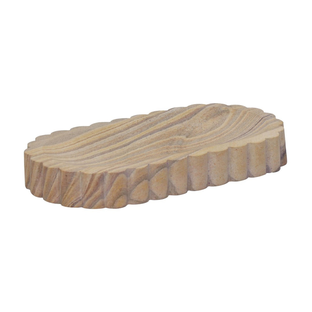 TOV Furniture Kira Sandstone Tray - Handcrafted Organic Accent for Elegant Decor, Perfect for Any Space Small TOV-C18705