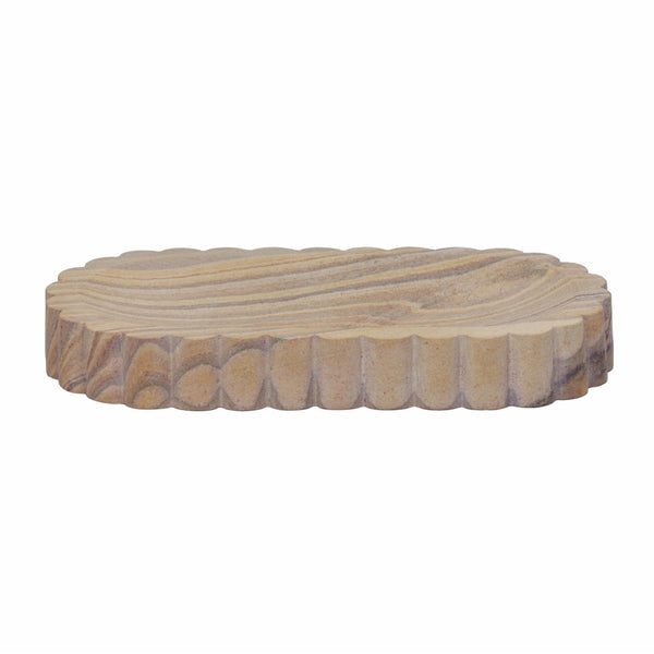 TOV Furniture Kira Sandstone Tray - Handcrafted Organic Accent for Elegant Decor, Perfect for Any Space Small TOV-C18705