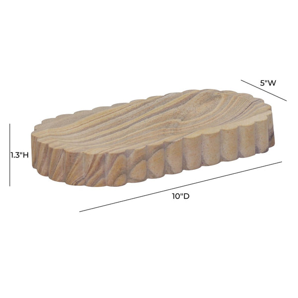 TOV Furniture Kira Sandstone Tray - Handcrafted Organic Accent for Elegant Decor, Perfect for Any Space Small TOV-C18705