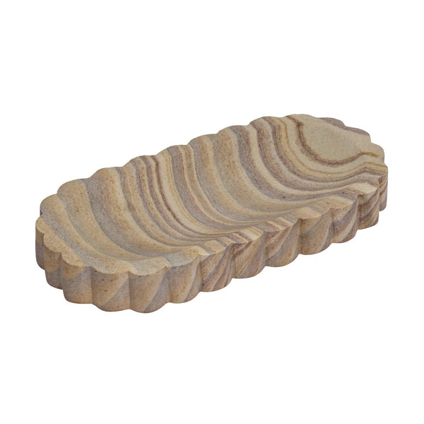 TOV Furniture Kira Sandstone Tray - Handcrafted Organic Accent for Elegant Decor, Perfect for Any Space Large TOV-C18706