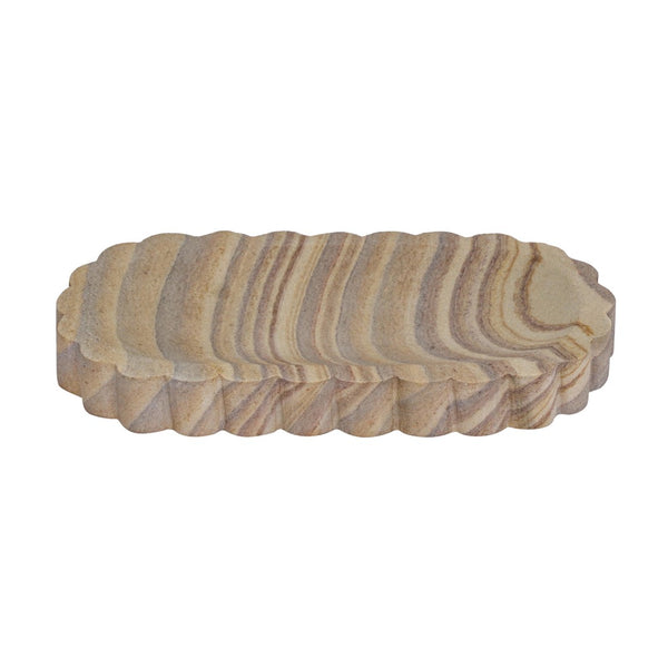 TOV Furniture Kira Sandstone Tray - Handcrafted Organic Accent for Elegant Decor, Perfect for Any Space Large TOV-C18706