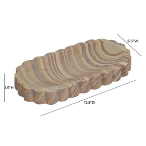 TOV Furniture Kira Sandstone Tray - Handcrafted Organic Accent for Elegant Decor, Perfect for Any Space Large TOV-C18706