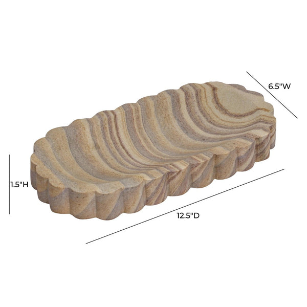 TOV Furniture Kira Sandstone Tray - Handcrafted Organic Accent for Elegant Decor, Perfect for Any Space Large TOV-C18706