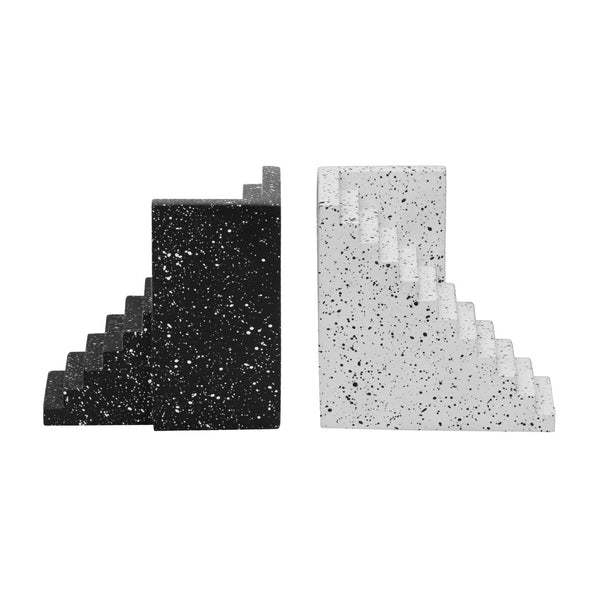 TOV Furniture Gabby Bookends - Handmade Concrete Décor for Stylish Shelves and Tables, Unique Sculptural Flair Black and White TOV-C18713