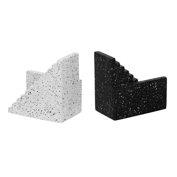 TOV Furniture Gabby Bookends - Handmade Concrete Décor for Stylish Shelves and Tables, Unique Sculptural Flair Black and White TOV-C18713