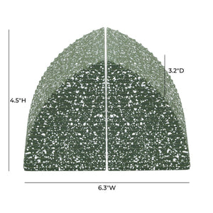 TOV Furniture Gabby Bookends - Handmade Concrete Décor for Stylish Shelves and Tables, Unique Sculptural Flair Green TOV-C18714