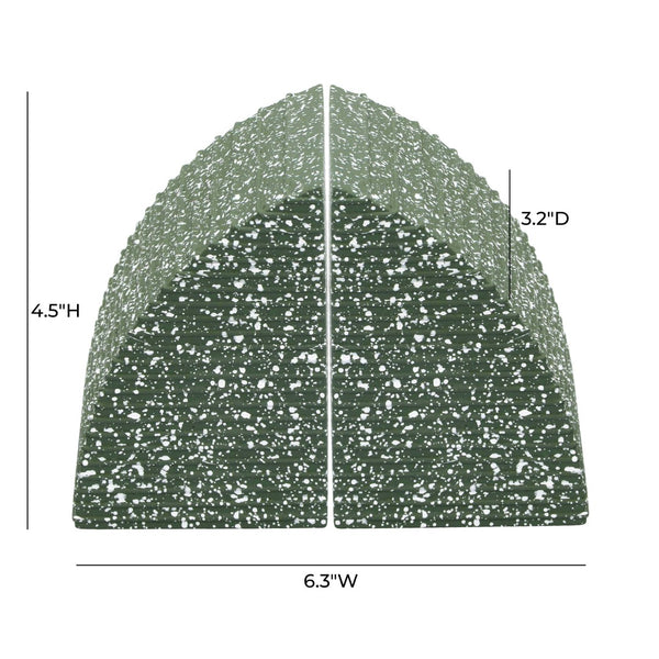 TOV Furniture Gabby Bookends - Handmade Concrete Décor for Stylish Shelves and Tables, Unique Sculptural Flair Green TOV-C18714