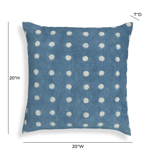TOV Furniture Indigo 20" Square Cotton Throw Pillow Cover – Artisanal Hand-Stamped Design for Modern Decor With Insert TOV-C18735