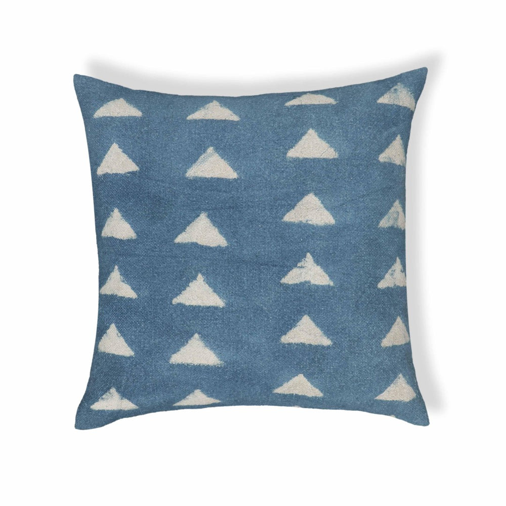 TOV Furniture Indigo Triangles 20" Cotton Square Throw Pillow Cover - Artisan Hand-Stamped Design for Home Décor With Insert TOV-C18736
