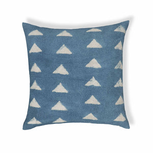 TOV Furniture Indigo Triangles 20" Cotton Square Throw Pillow Cover - Artisan Hand-Stamped Design for Home Décor With Insert TOV-C18736