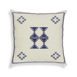 TOV Furniture Aztec 20" Cream & Indigo Wool Square Throw Pillow Cover - Cozy Accent for Modern & Rustic Decor With Insert TOV-C18737