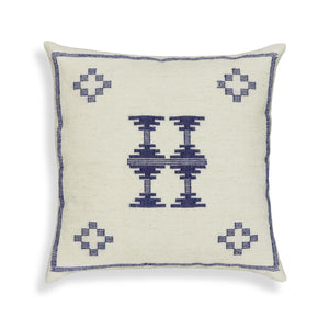 TOV Furniture Aztec 20" Cream & Indigo Wool Square Throw Pillow Cover - Cozy Accent for Modern & Rustic Decor With Insert TOV-C18737