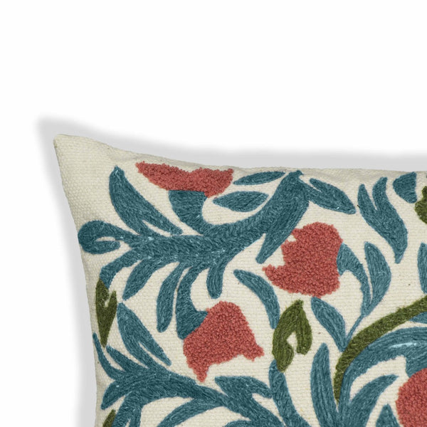 TOV Furniture Tulip Embroidered Floral Wool Throw Pillow Cover - Cozy Accent for Living Room or Bedroom Decor With Insert TOV-C18738