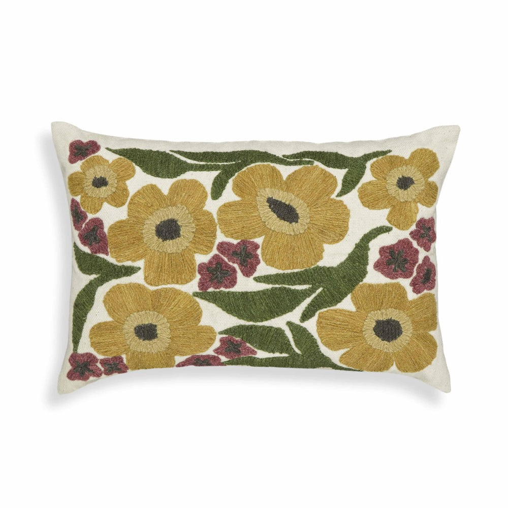 TOV Furniture Blossom 24"X16" Embroidered Daisy Wool Throw Pillow - Cozy, Playful Accent for Home Décor Style TOV-C18739